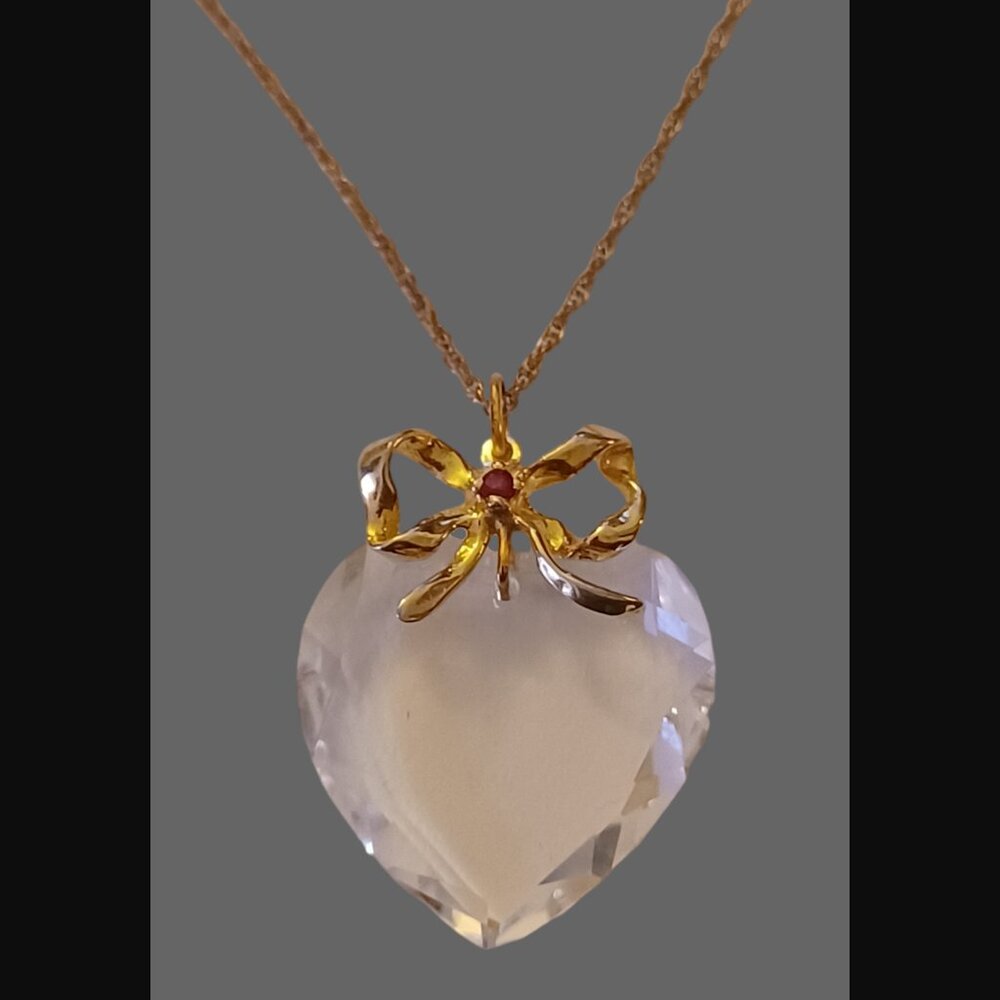 Vintage Lenox 925 Silver Yellow Gold Vermeil Clear Crystal Pendant 1/20 14k 24"